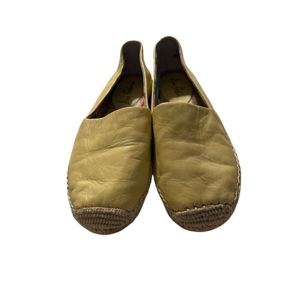 Sam Edelman Yellow Leather Espadrille Flats With Woven Jute Sole Womens Size 8.5 - Picture 2 of 9